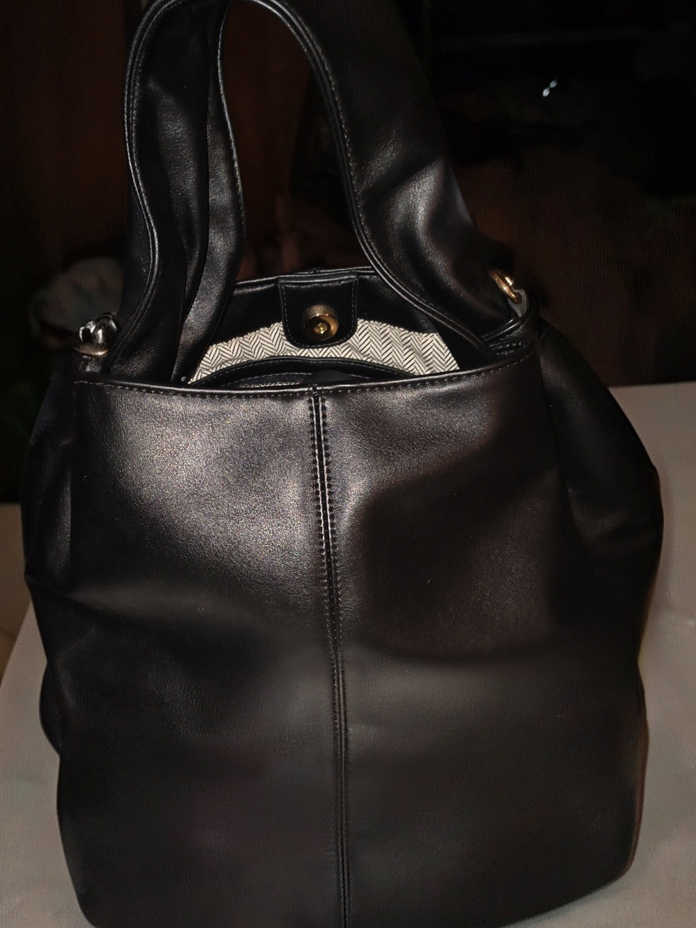 Urban Expressions Black Shoulder Bag with Gold Hardware